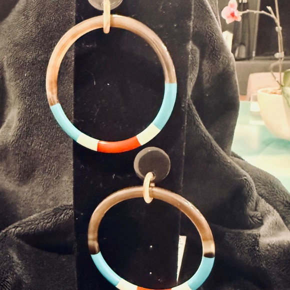 Resin Hoop Earrings 925MX - Picture 6 of 8